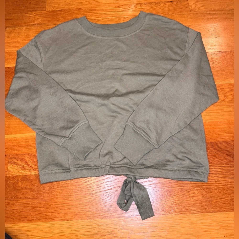 Old Navy Sage Green Open Back Tie Cropped Crewneck Sweatshirt XS